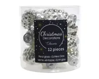 12 Glazen dennenappels 40 mm zilver KSD Decoris - Decoris - thumbnail