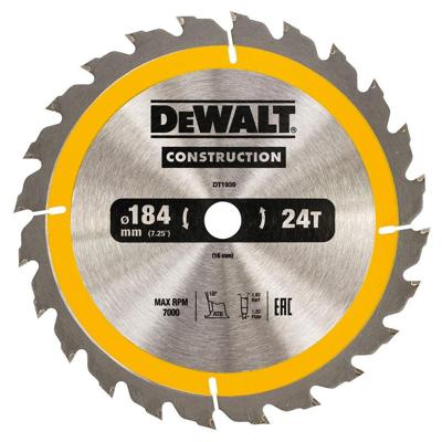DeWalt Accessoires Cirkelzaagblad 184x16x24t, positief 16°, kerf 1,8mm - DT1939-QZ DeWalt Accessoires Cirkelzaagblad 184x16x24t, positief 16°, kerf 1,8mm - DT1939-QZ