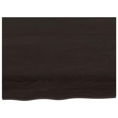 Wastafelblad 80x60x(2-6) cm behandeld massief hout donkerbruin