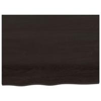 Wastafelblad 80x60x(2-6) cm behandeld massief hout donkerbruin - thumbnail