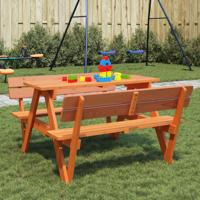 Picknicktafel voor 4 kinderen met parasolgat massief vurenhout - thumbnail