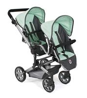 Tweeling Poppenwagen Linus Duo - Melange Antraciet Mint - thumbnail