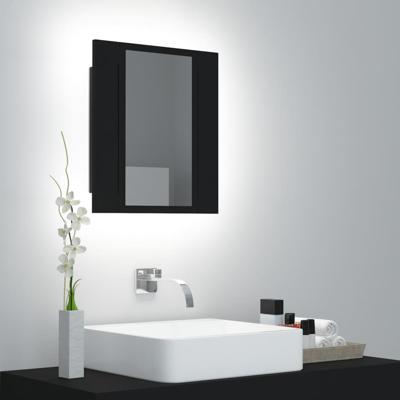 VidaXL Badkamerkast met spiegel en led 40x12x45 cm acryl zwart