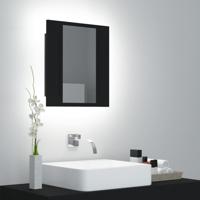 VidaXL Badkamerkast met spiegel en led 40x12x45 cm acryl zwart - thumbnail