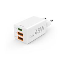Hama Fast Charger GaN 1x USB-C PD 2x USB-A QC Mini-Charger 45 W Oplader Wit - thumbnail