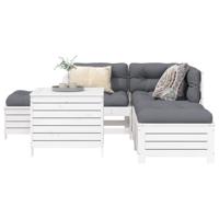 6-delige Loungeset massief grenenhout wit - thumbnail