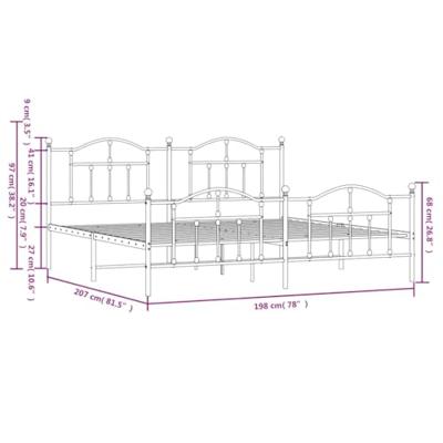 Bedframe met hoofd- en voeteneinde metaal zwart 193x203 cm Bedframe met hoofd- en voeteneinde metaal zwart 193x203 cm