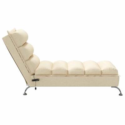 Massage chaise longue met kussens stof crèmekleurig