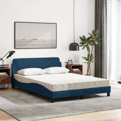 Bed met matras stof blauw 160x200 cm