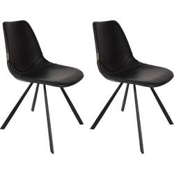 Dutchbone Eetkamerstoel 'Franky' PU, kleur Zwart
