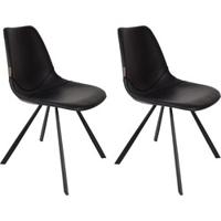 Dutchbone Eetkamerstoel 'Franky' PU, kleur Zwart - thumbnail