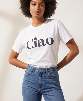 Elvira Casuals T-shirt Ciao E1 26-001 T-shirt Korte Mouw 530 Off White - Navy