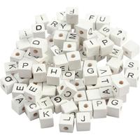 Creativ Company Letterkralen, a-z, &, #, ? en blanco, afm 8x8 mm, gatgrootte 3 mm, wit, 96 div/ 1 doos - thumbnail