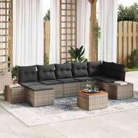 Tuinbankenset met kussen 8 pcs Grijs poly rattan - thumbnail