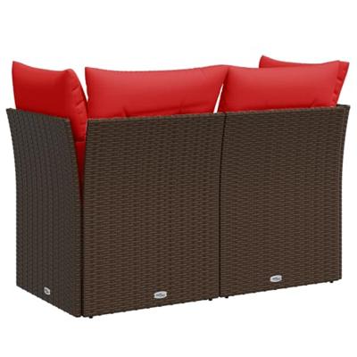 Tuinbank 2-zits met kussens poly rattan bruin