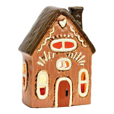 Lichthuis peperkoek van aardewerk, bruin (B/H/D) 12x17x7cm