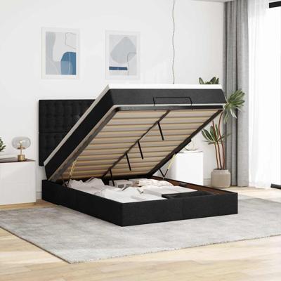 Ottoman bed met matras en LED's 140x200cm stof zwart