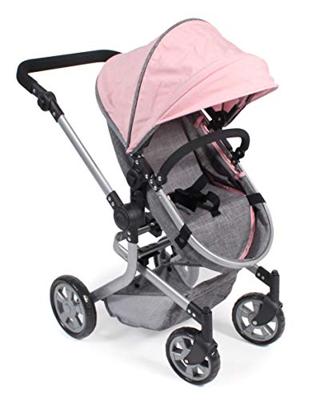 Combi-poppenwagen Mika - Melange Grijs Roze
