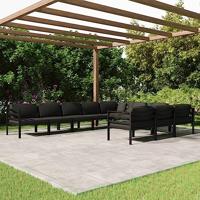 10-delige Loungeset met kussens aluminium antracietkleurig - thumbnail