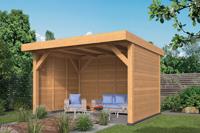 Tuindeco Ommen overkapping 400x300 cm Lariks/Douglas blank - bouwpakket- Plat dak- Onbehandeld lariks Douglas hout- Tuindeco - thumbnail
