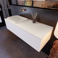 Badkamermeubelset Mondiaz Erin 120 cm met 1 Lade met RIDGE Wastafel Links Linen Zonder Kraangaten Greeploos Mat Carrara - thumbnail