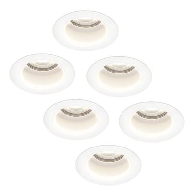 Set van 6 Mari - LED platte inbouwspots met lage inbouwdiepte 58mm - 3,8 Watt 270 Lumen - 6000K Daglicht wit - GU10 LED Module - Verzonken - Dimbaar - Rond - IP65 waterdicht - Wit