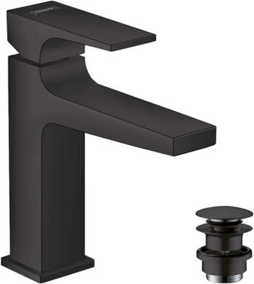 Hansgrohe Metropol 110 wastafelkraan - 18.4cm hoog - push open waste - voorsprong 13.5cm - mat zwart 32507670