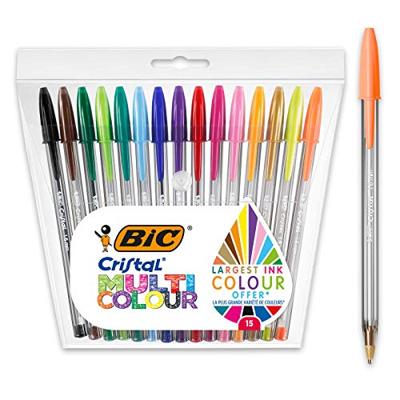 Bic balpen Cristal Multicolour, etui van 15 stuks in geassorteerde kleuren - thumbnail