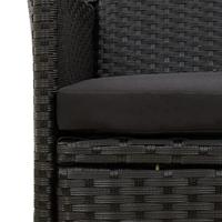 5-delige Tuinset met kussens poly rattan zwart - thumbnail