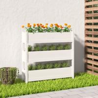 VidaXL Plantenbak 112x25x104,5 cm massief grenenhout wit - thumbnail