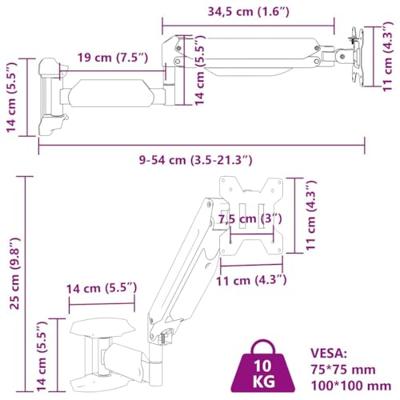 Monitor-muurbeugel 27 inch scherm gasveer 10 kg