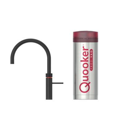 Quooker Fusion Round Keukenkraan Set - Kokend Warm- en Koud Water - Zwart - met COMBI+ Reservoir