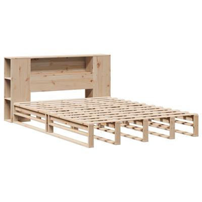 Bed met boekenkast zonder matras massief hout 140x200 cm - thumbnail