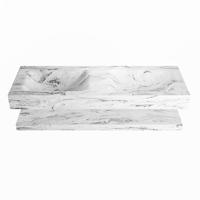 MONDIAZ ALAN-DLUX 130cm planchet Glace. Vrijhangende wastafel CLOUD dubbel zonder kraangat, kleur Glace. - thumbnail