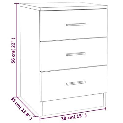 Nachtkastjes 2 st 38x35x56 cm bewerkt hout gerookt eikenkleurig