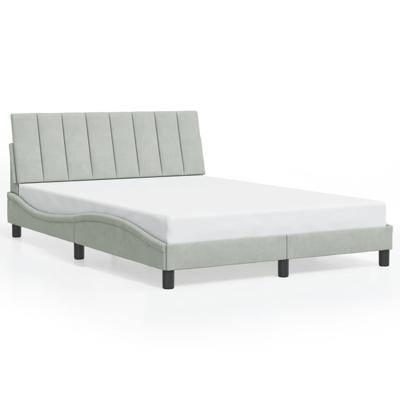 Bedframe zonder matras 140x200 cm fluweel lichtgrijs - thumbnail
