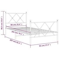 Bedframe met hoofd- en voeteneinde metaal wit 90x200 cm - thumbnail