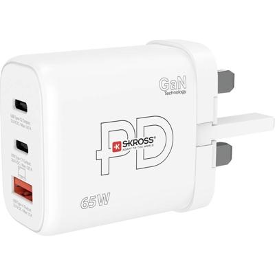 Skross Power Charger 65W PD GaN UK USB-oplader 65 W 1x USB-A, 2x USB-C USB PD Wit Binnen