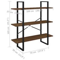 Boekenkast 100x30x105 cm bewerkt hout bruin eikenkleur - thumbnail