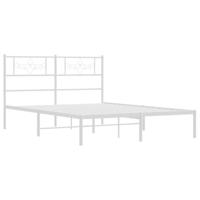 Bedframe met hoofdbord metaal wit 135x190 cm - thumbnail