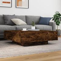Salontafel 100x100x31 cm bewerkt hout gerookt eikenkleurig - thumbnail