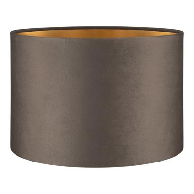 Fluweel - Velvet Lampenkap - Cilinder - Grey + goud - Luxe stijl - ø30 x 20 cm - E27 fitting - voor tafellampen en Pendellamp - voor woonkamer en eetkamer