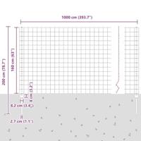 VidaXL Hek met paal groen 1,6 x 10 m staal en pvc - thumbnail