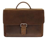 Plevier Newton 3-vaks Laptoptas 15,6 inch Pull-up Leer Bruin - thumbnail