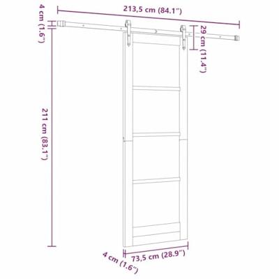 Schuifdeur met Hardware Set 'ORKDAL'van massief grenenhout