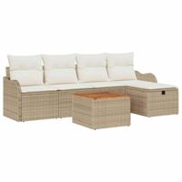 Tuinbankenset met kussen met opslag 6 pcs Beige poly rattan - thumbnail