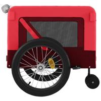 Hondenfietstrailer oxford stof en ijzer rood en zwart - thumbnail