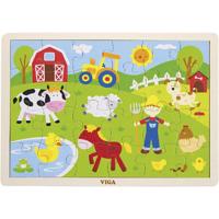 VIGA houten legpuzzels, boerderijdieren, afm 30x22,5 cm, 24 delen, 1 stuk - thumbnail