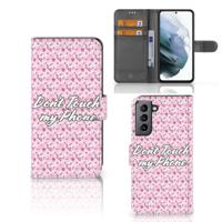 Samsung Galaxy S21 FE Portemonnee Hoesje Flowers Pink DTMP - thumbnail
