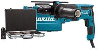 Makita hr2630tx12 combihamer | sds-plus | met verwisselbare boorkop 800w 2.4j + 17-delige boor/beitelset - hr2630tx12 - thumbnail